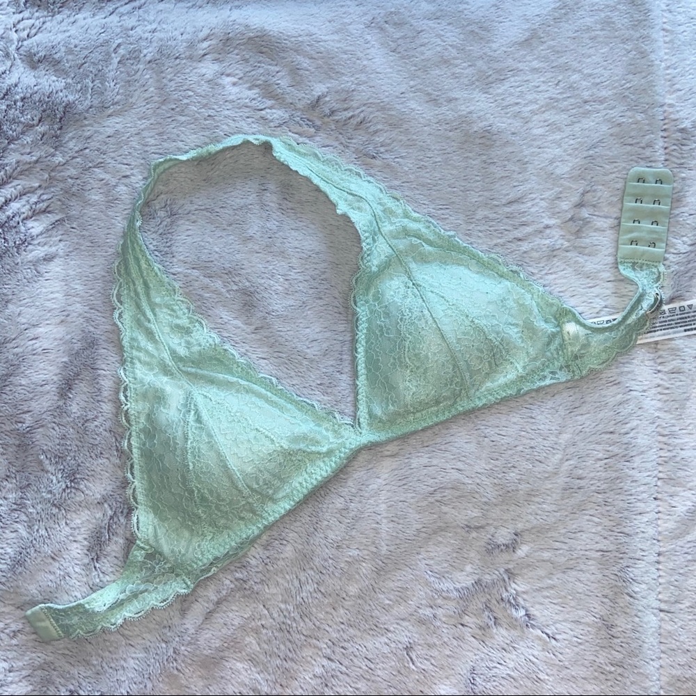 Light Blue-Green Lace Halter Neck Bralette